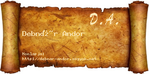 Debnár Andor névjegykártya
